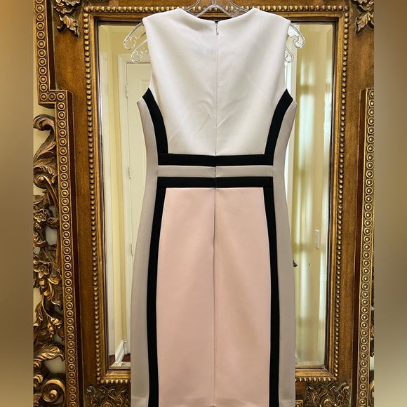 Calvin Klein Color block sheath dress Pink White Beige Size 4 - Picture 5 of 5